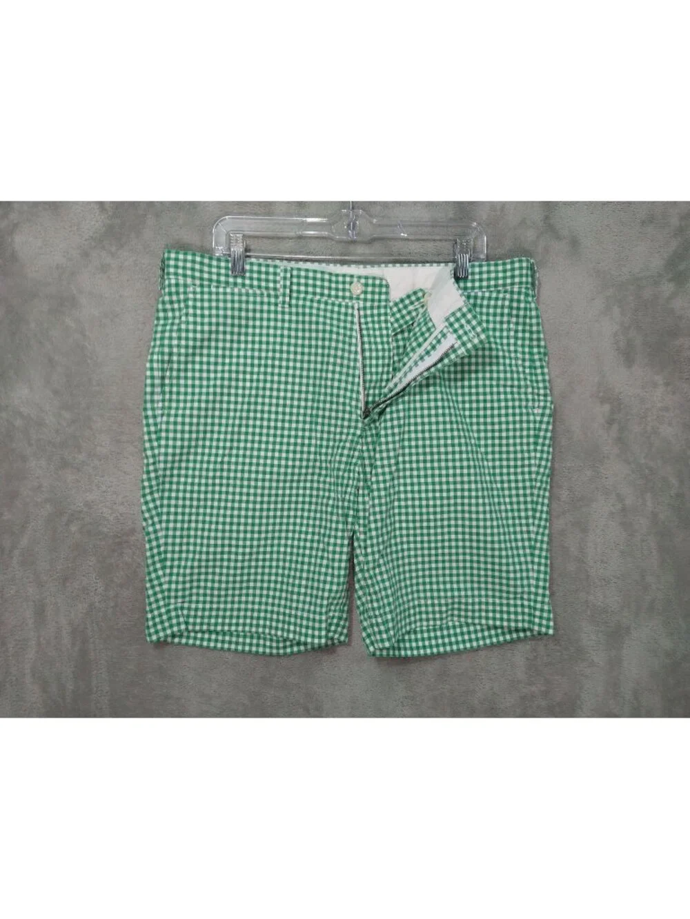 Polo Ralph Lauren Shorts Mens 36 Green Gingham Plaid Suffield Chino Flat Front